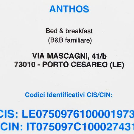 Bed Anthos Porto Cesareo Bed & Breakfast Eksteriør bilde